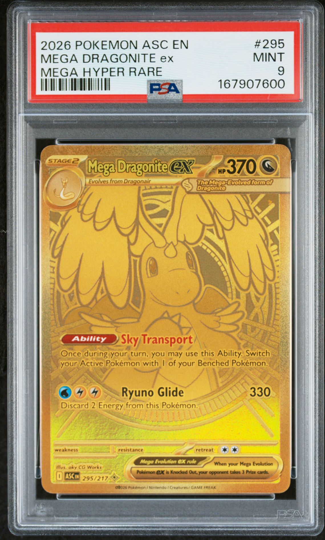 2026 Pokemon Asc En-Ascended Heroes Mega Dragonite Ex #295 (Mega Hyper Rare) Mint 9 front