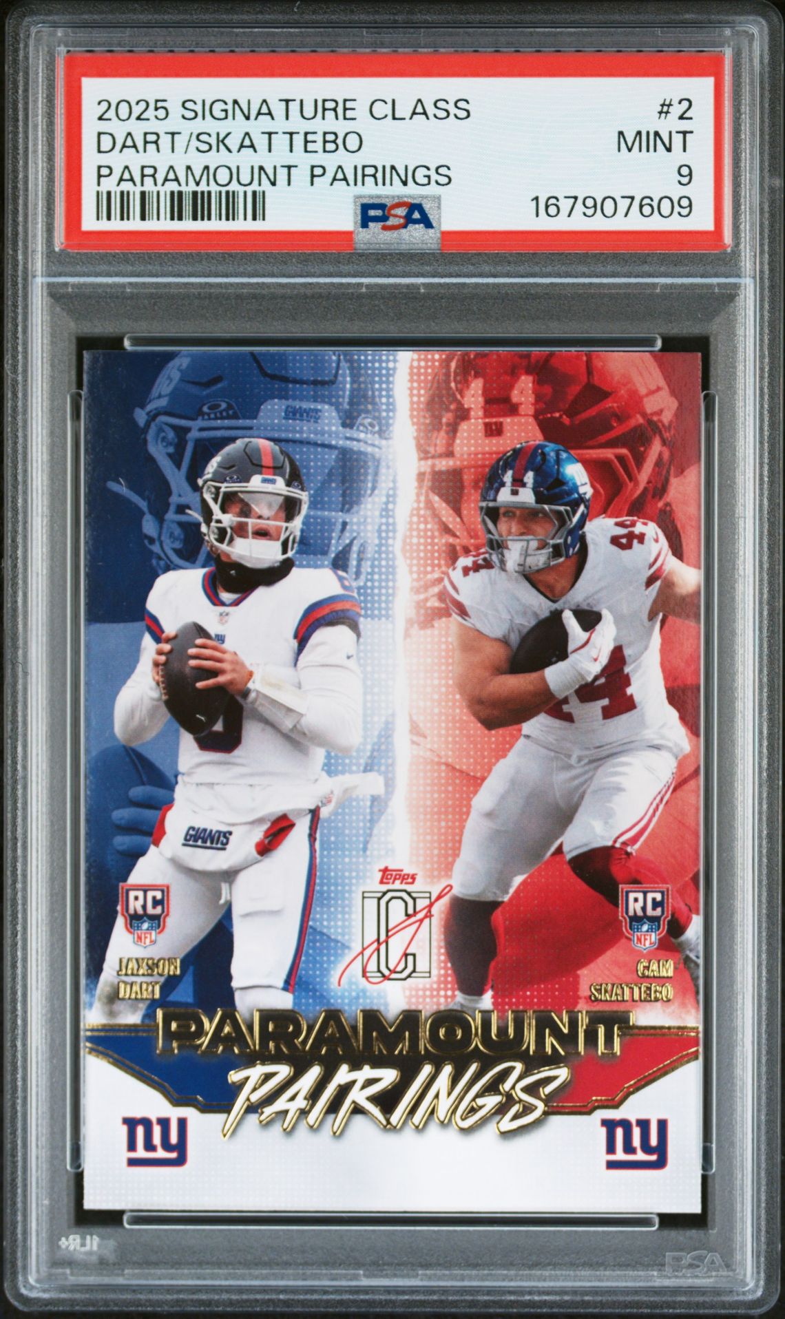 2025 Topps Signature Class Paramount Pairings Dart/Skattebo #2 Mint 9 front