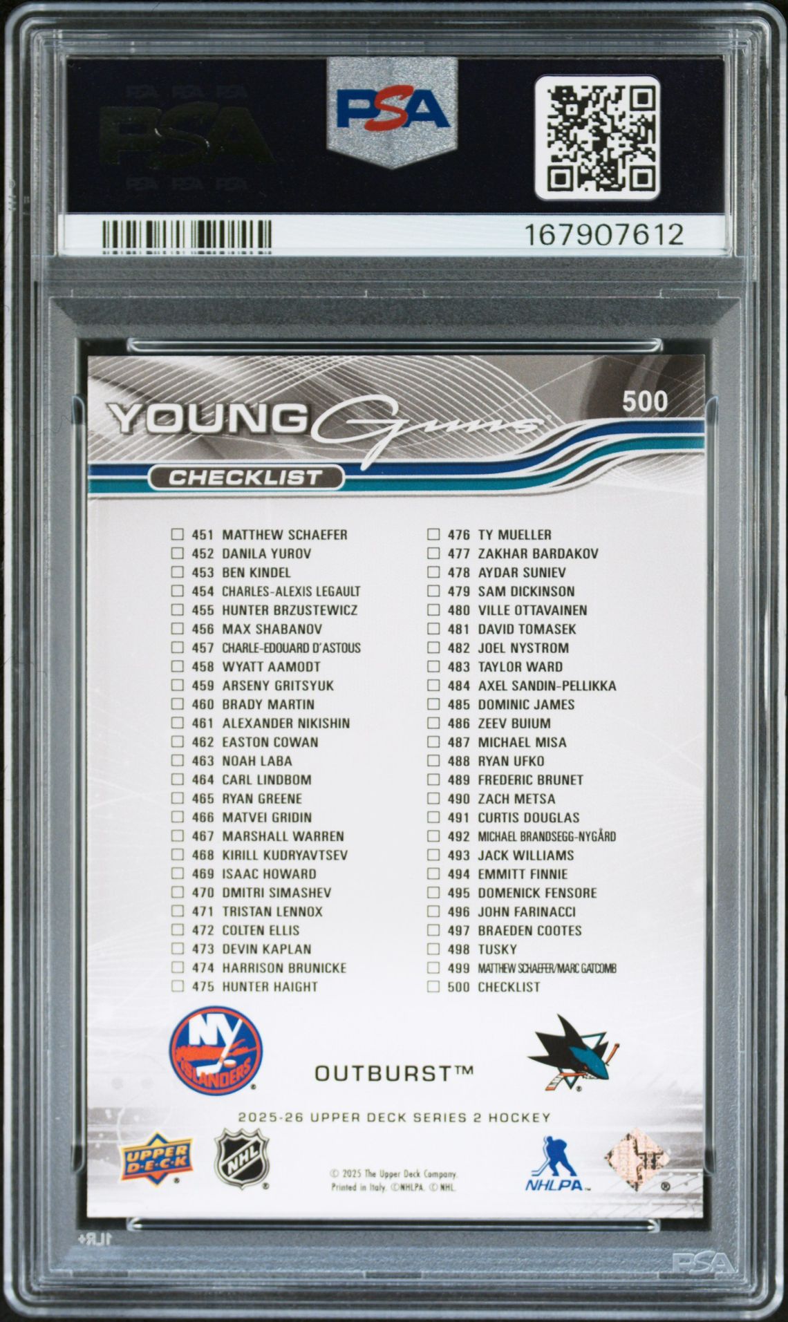 2025 Upper Deck Schaefer/Misa #500 (Outburst) Mint 9 back