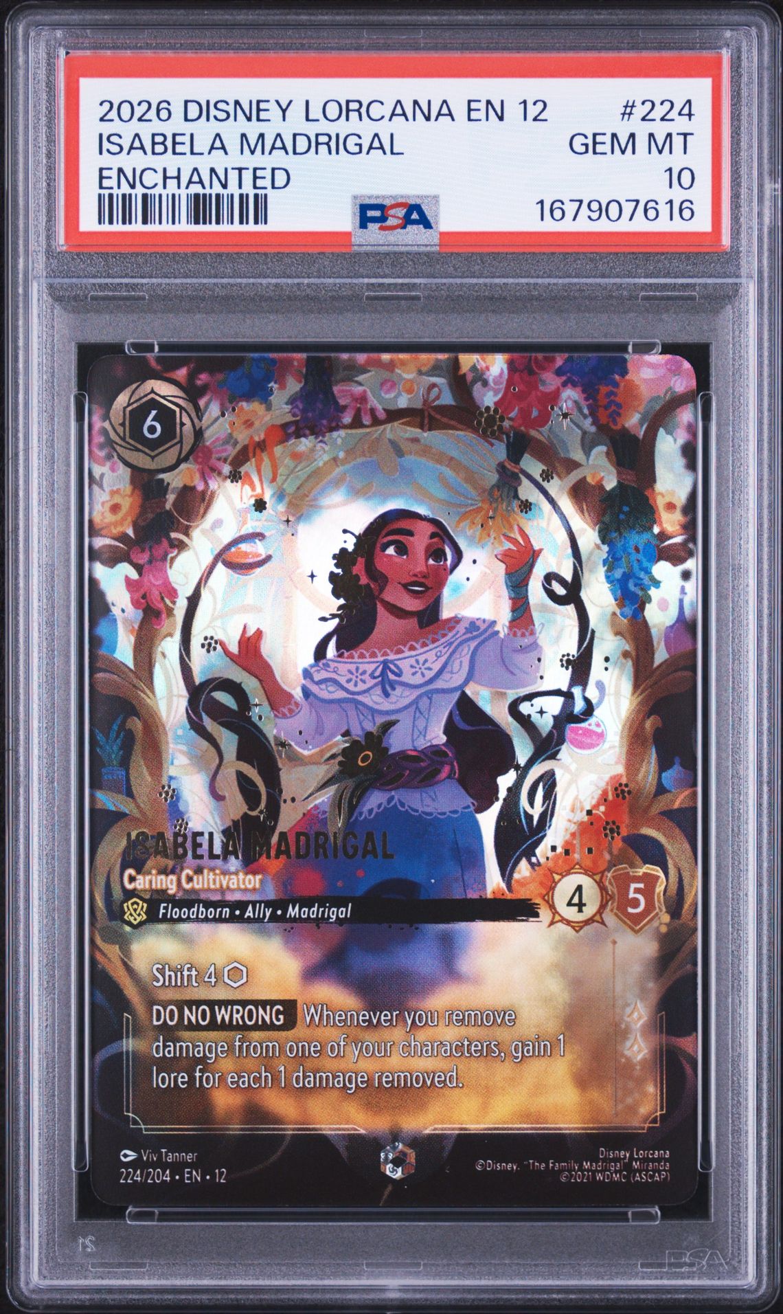 2026 Disney Lorcana En 12-Wilds Unknown Isabela Madrigal #224 (Enchanted) Gem Mt 10 front