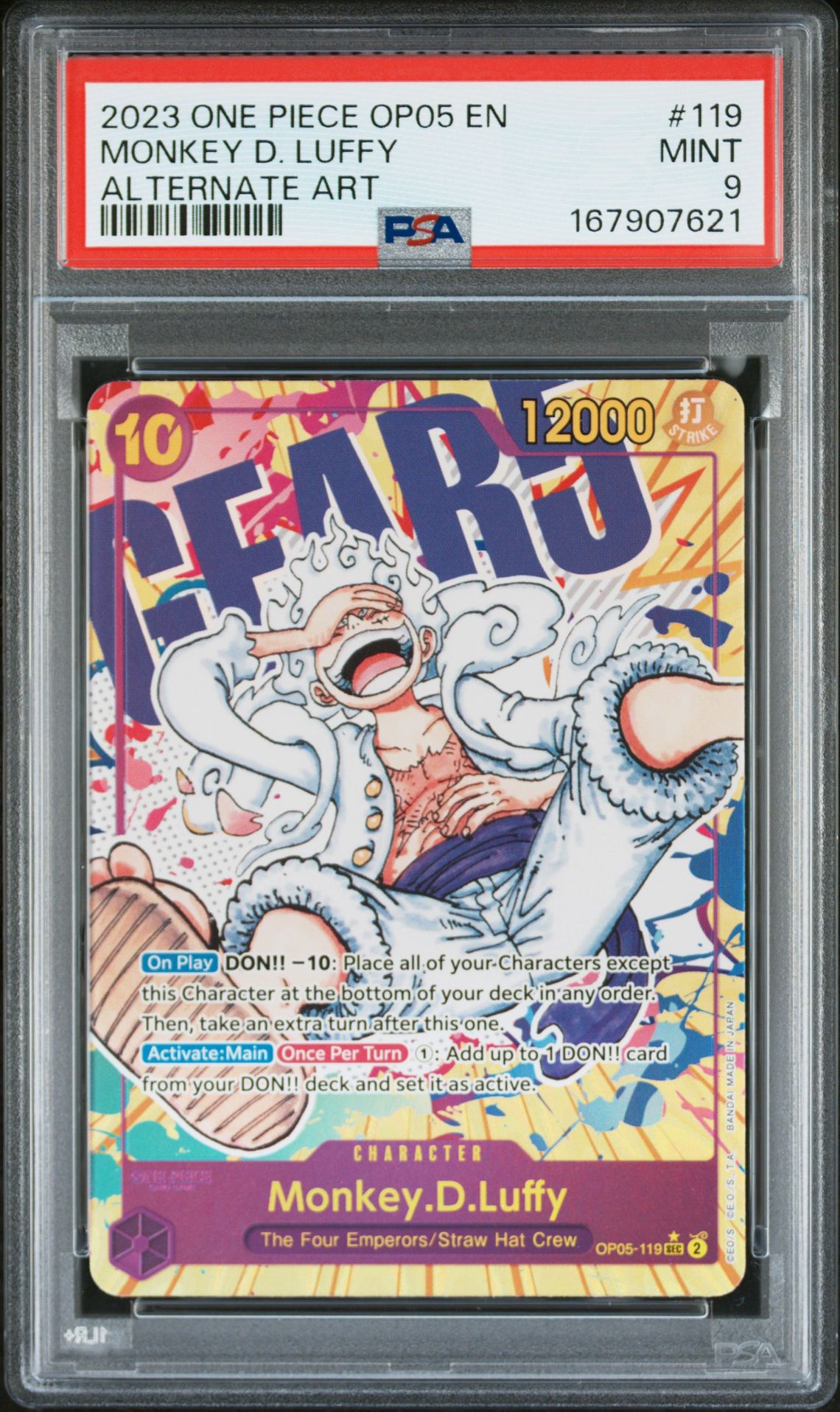 2023 One Piece Op05-Awakening Of The New Era Monkey D. Luffy #119 (Alternate Art) Mint 9 front