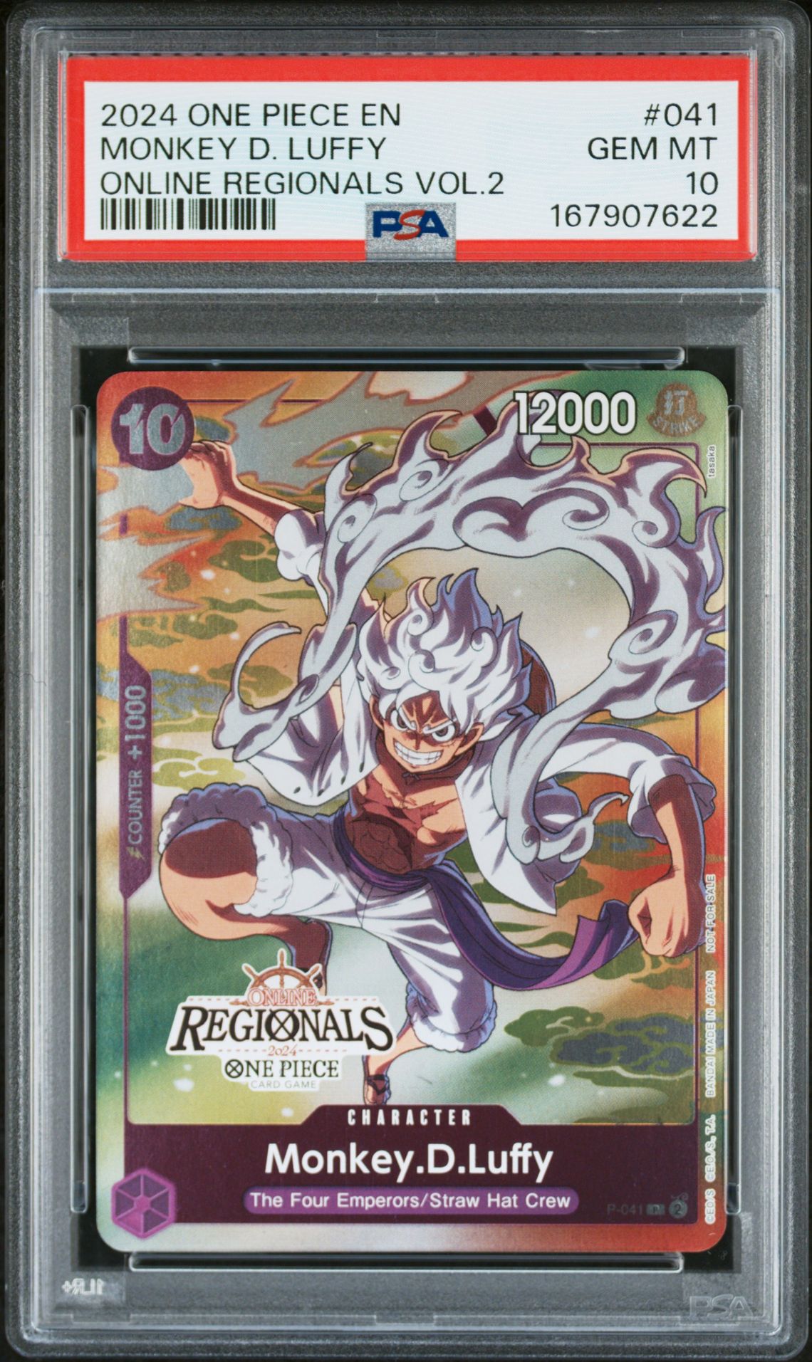 2024 One Piece Online Regionals Pack 2024 Vol.2 Monkey D. Luffy #041 Gem Mt 10 front view - PSA graded GEM MT 10