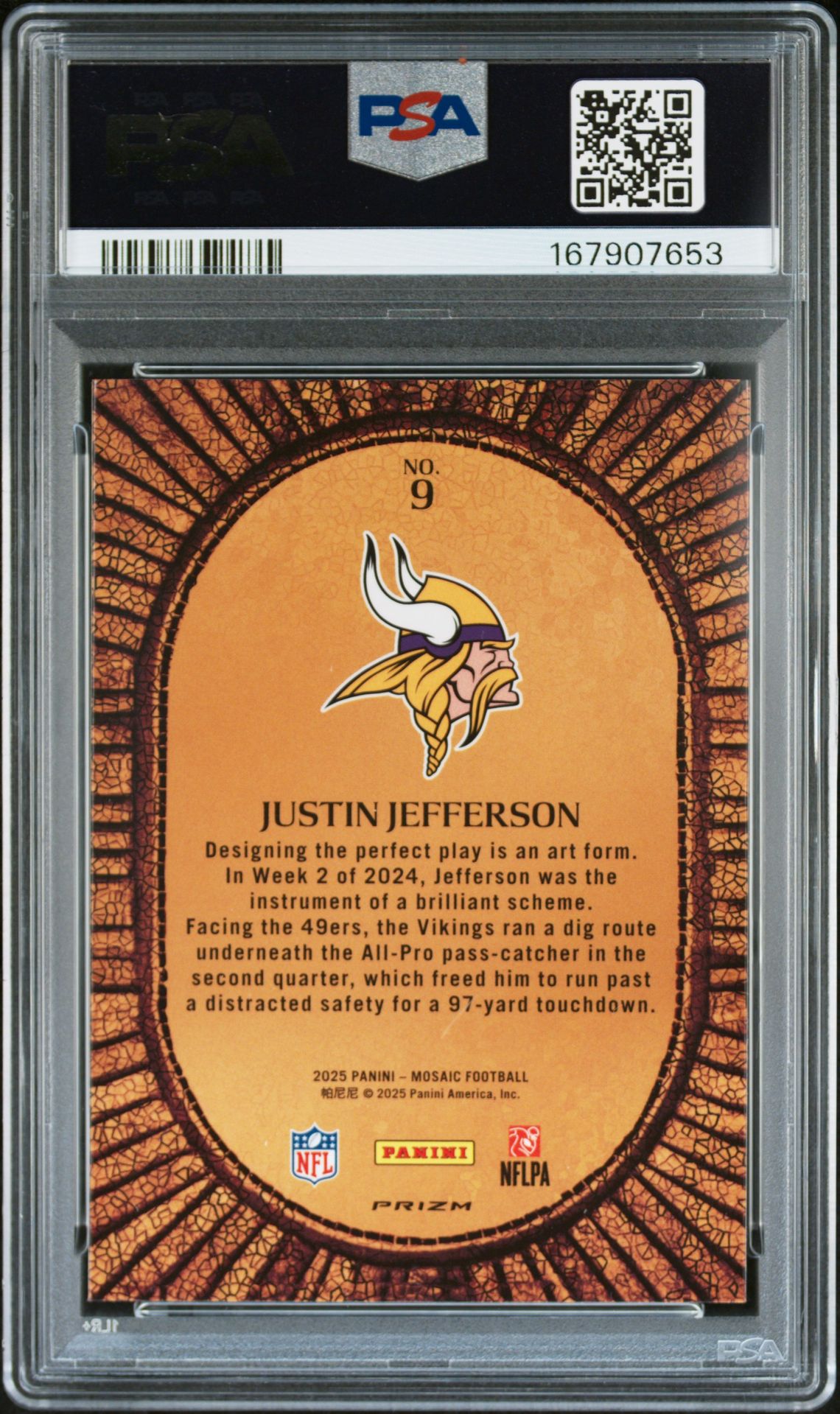 2025 Panini Mosaic Micro Mosaic Justin Jefferson #9 Mint 9 back