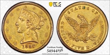1840 $5 AU53