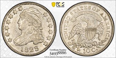 1828 10C Large Date AU55