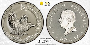 2024-P125 $1 Kookaburra Ag MS70
