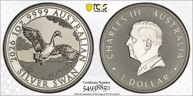 2026-P10 $1 Silver Swan 10th Anniversary MS69