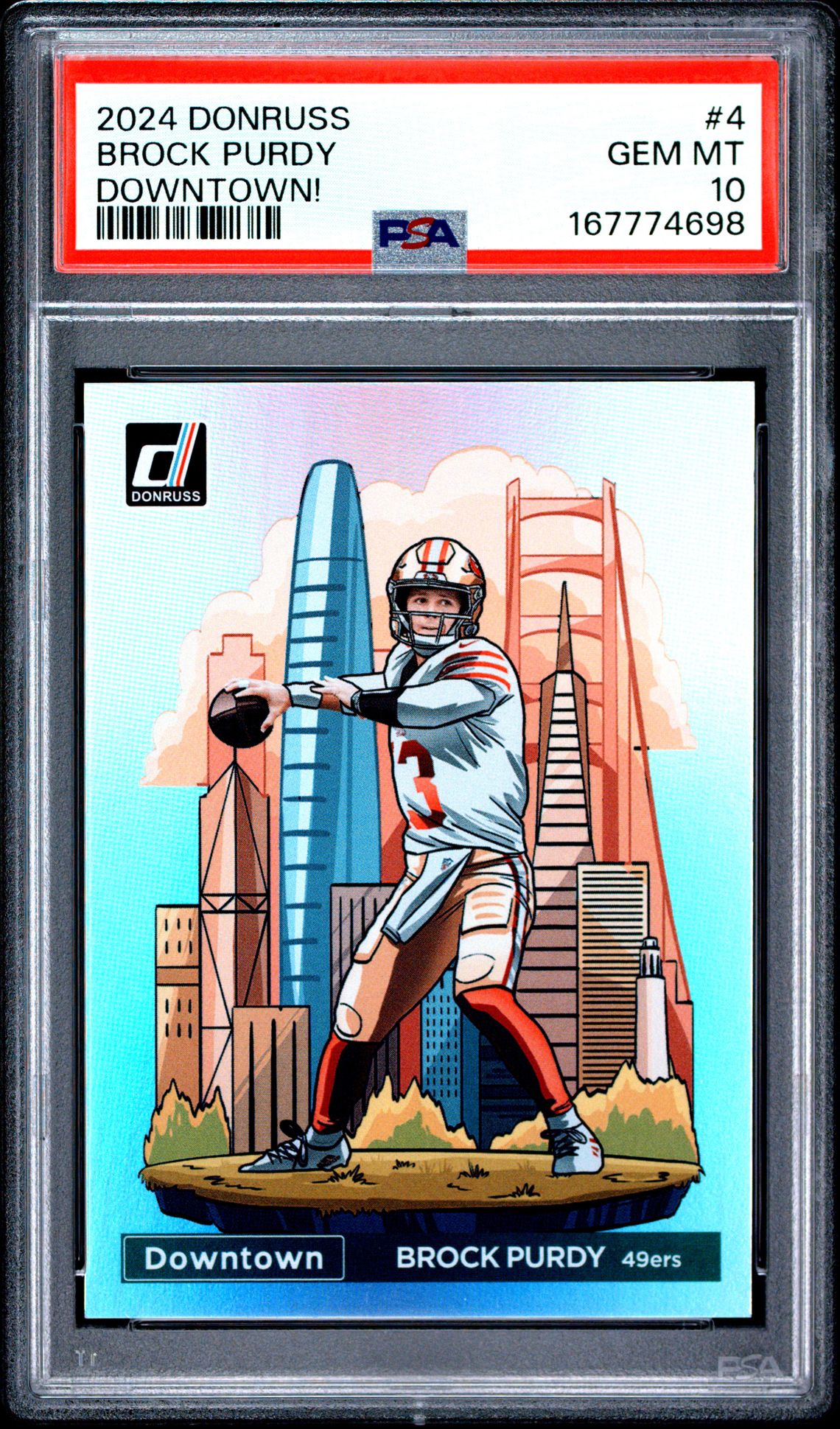 2024 Panini Donruss Downtown! Brock Purdy #4 Gem Mt 10 front