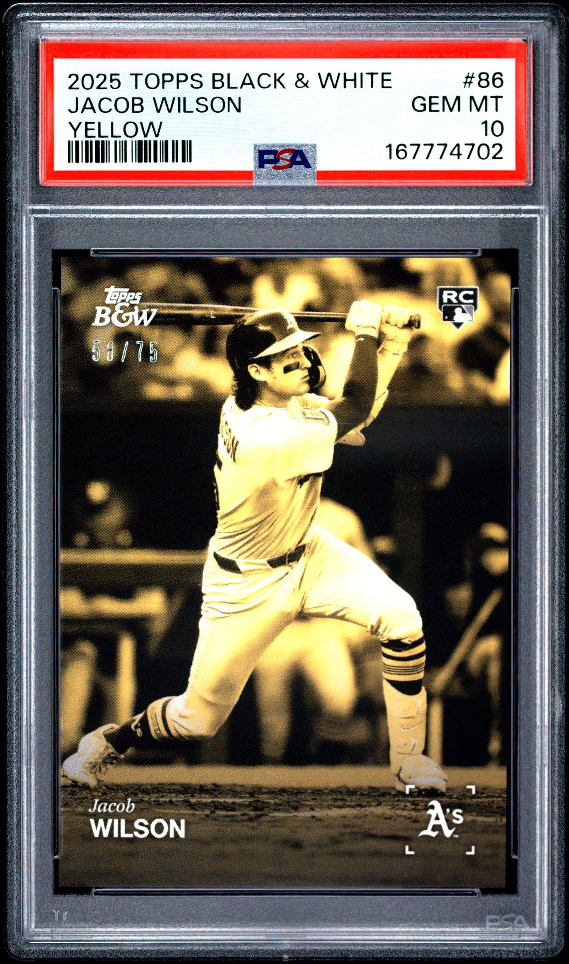 2025 Topps Black And White Jacob Wilson #86 (Yellow) Gem Mt 10 front