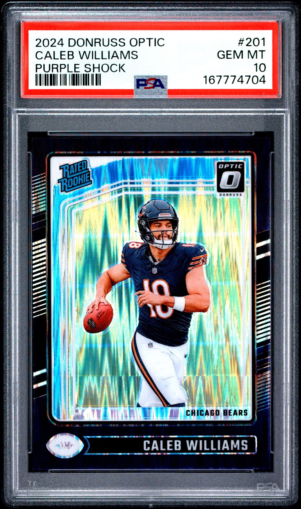 2024 Panini Donruss Optic Caleb Williams #201 (Purple Shock) Gem Mt 10 front