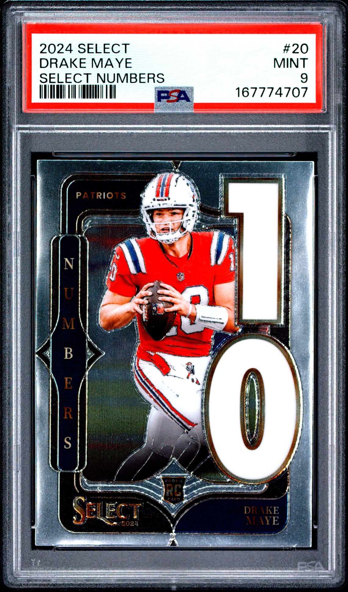 2024 Panini Select Select Numbers Drake Maye #20 Mint 9 front
