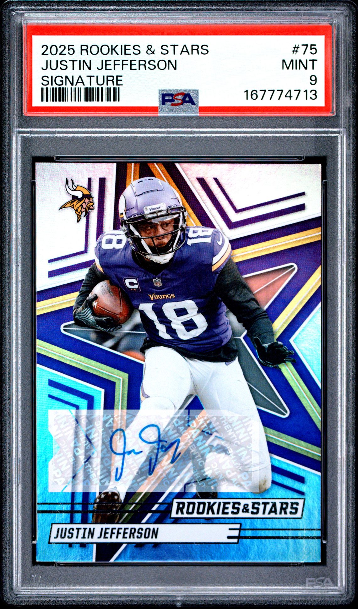 2025 Panini Rookies & Stars Justin Jefferson #75 (Signature) Mint 9 front