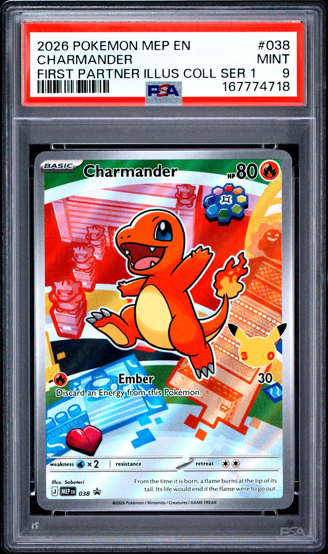 2026 Pokemon Mep En-Me Black Star Promo Charmander #038 (First Partner Illus Coll Ser 1) Mint 9 front