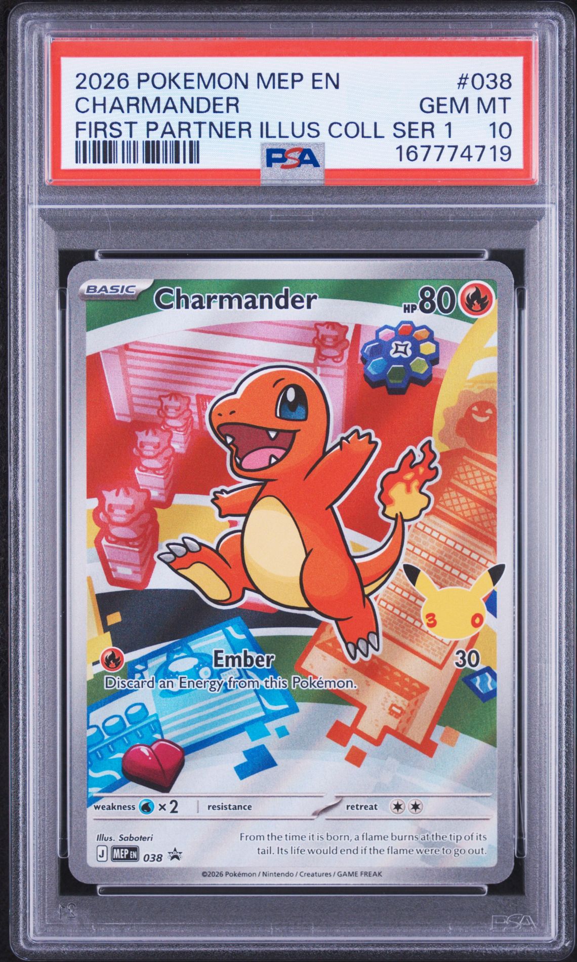 2026 Pokemon Mep En-Me Black Star Promo Charmander #038 (First Partner Illus Coll Ser 1) Gem Mt 10 front
