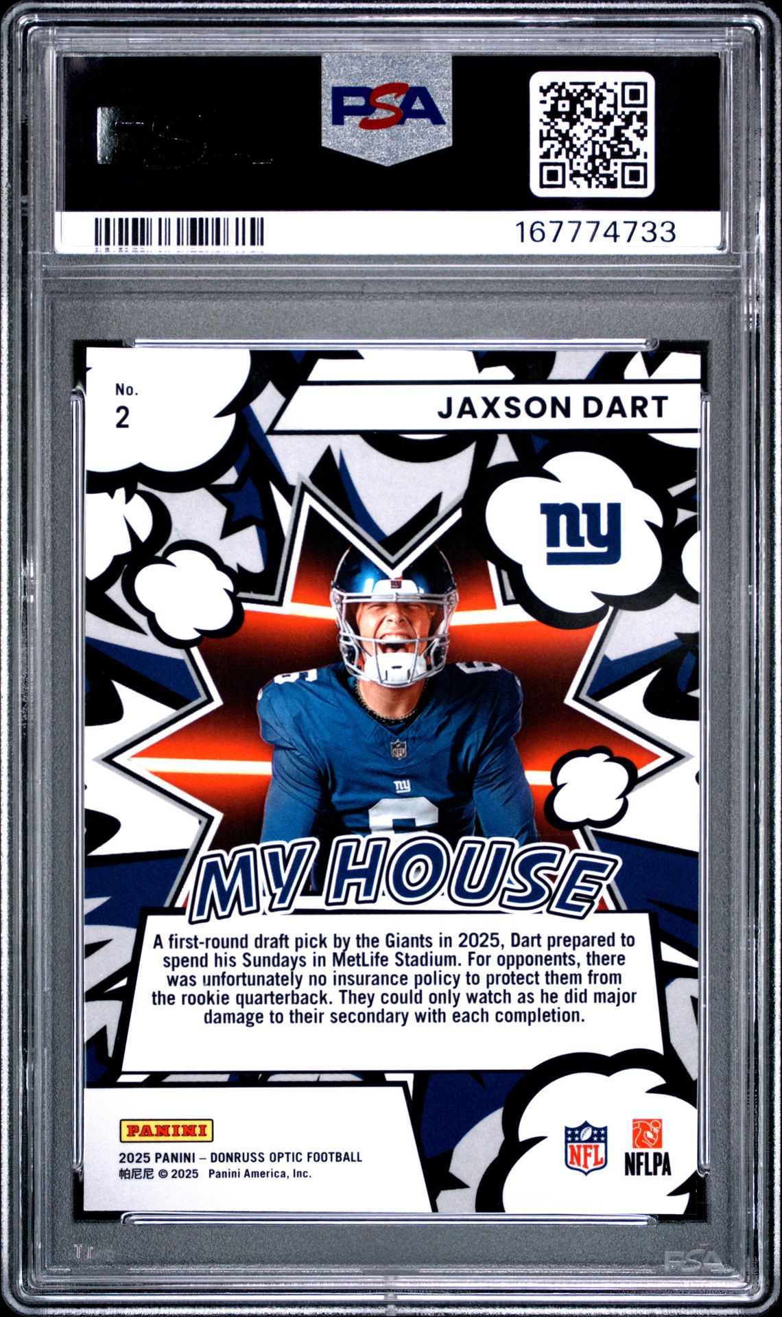 2025 Panini Donruss Optic My House Jaxson Dart #2 Mint 9 back