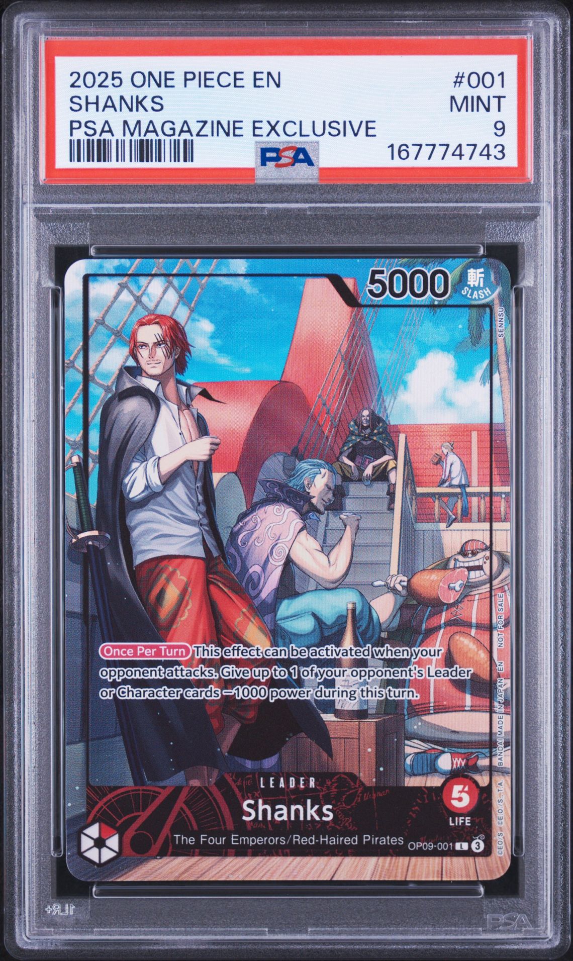 2025 One Piece Promos Shanks #001 (Psa Magazine Exclusive) Mint 9 front