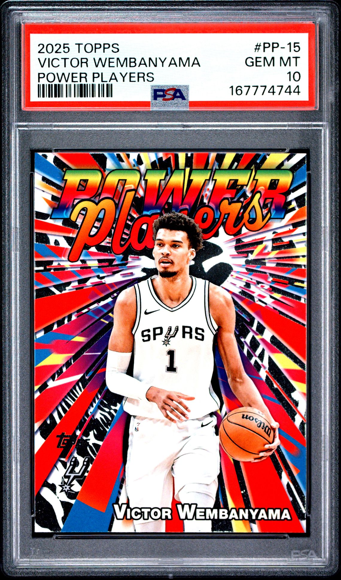 2025 Topps Power Players Victor Wembanyama #Pp-15 Gem Mt 10 front view - PSA graded GEM MT 10