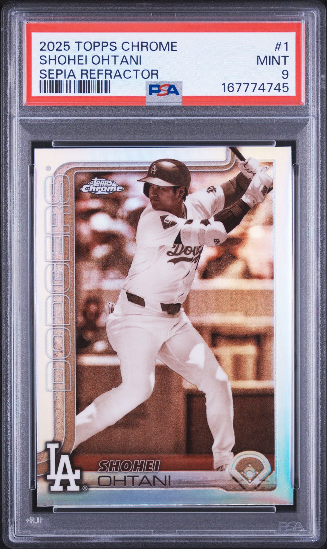 2025 Topps Chrome Shohei Ohtani #1 (Sepia Refractor) Mint 9 front