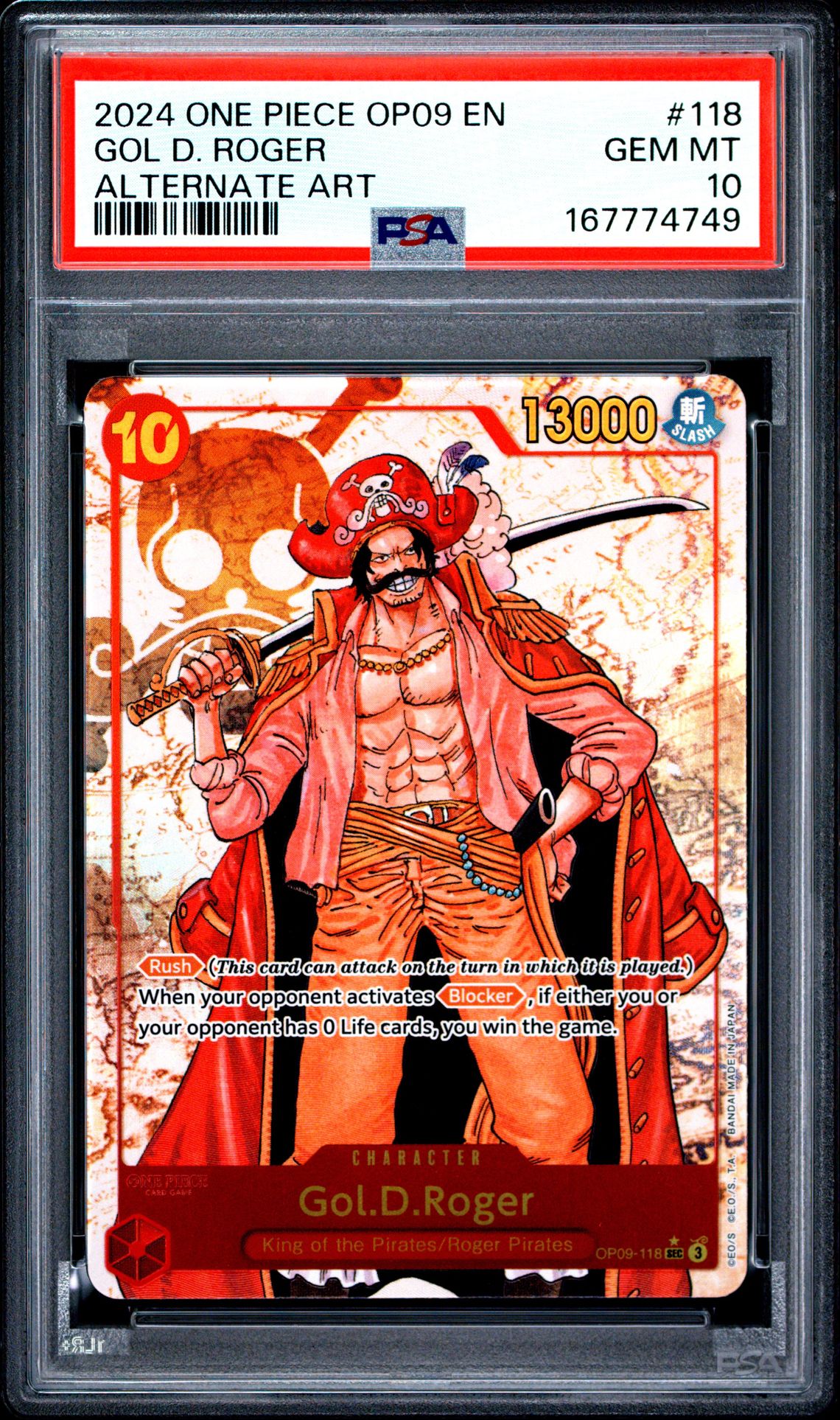 2024 One Piece Op09-Emperors In The New World Gol D. Roger #118 (Alternate Art) Gem Mt 10 front
