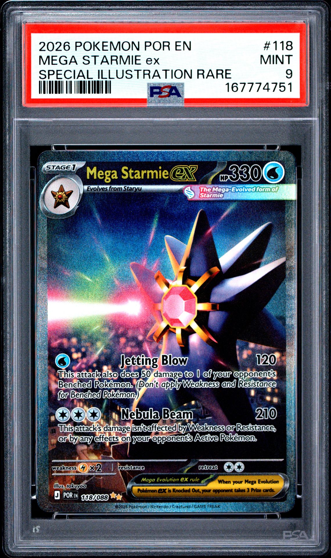2026 Pokemon Por En-Perfect Order Mega Starmie Ex #118 (Special Illustration Rare) Mint 9 front
