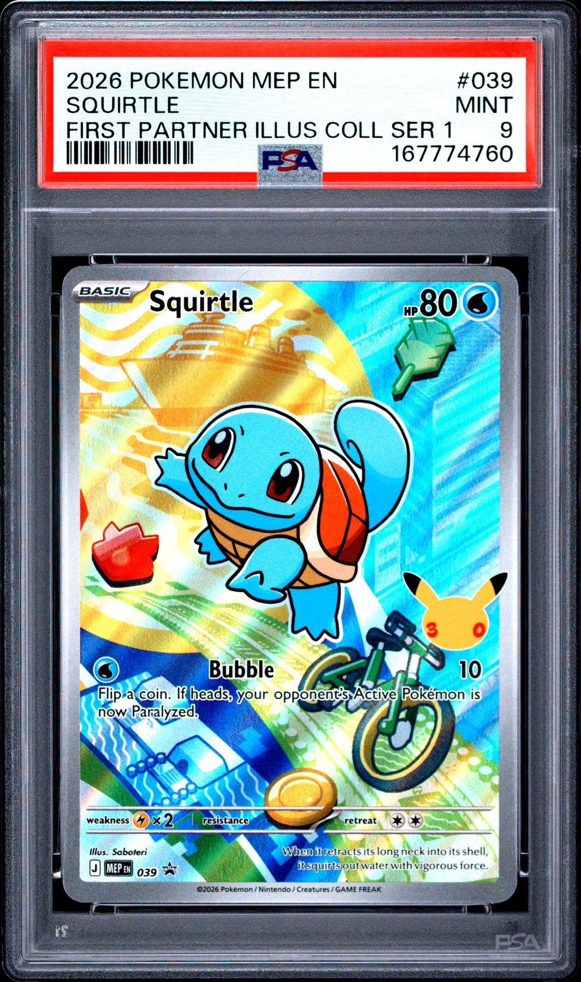 2026 Pokemon Mep En-Me Black Star Promo Squirtle #039 (First Partner Illus Coll Ser 1) Mint 9 front