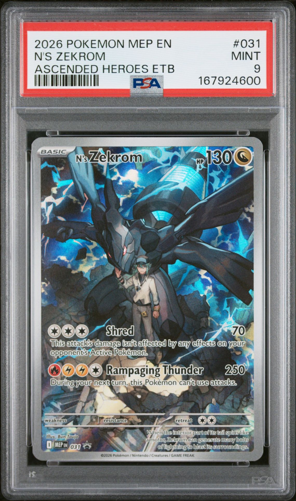 2026 Pokemon Mep En-Me Black Star Promo N's Zekrom #031 (Ascended Heroes Etb) Mint 9 front