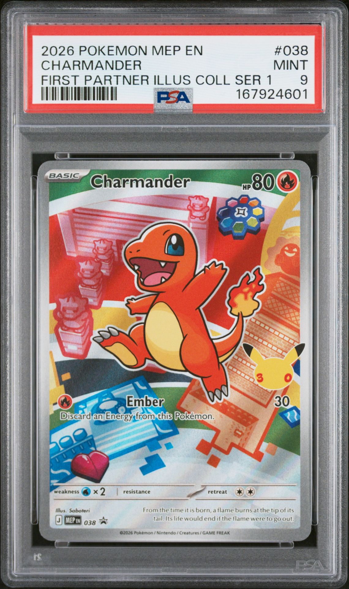 2026 Pokemon Mep En-Me Black Star Promo Charmander #038 (First Partner Illus Coll Ser 1) Mint 9 front