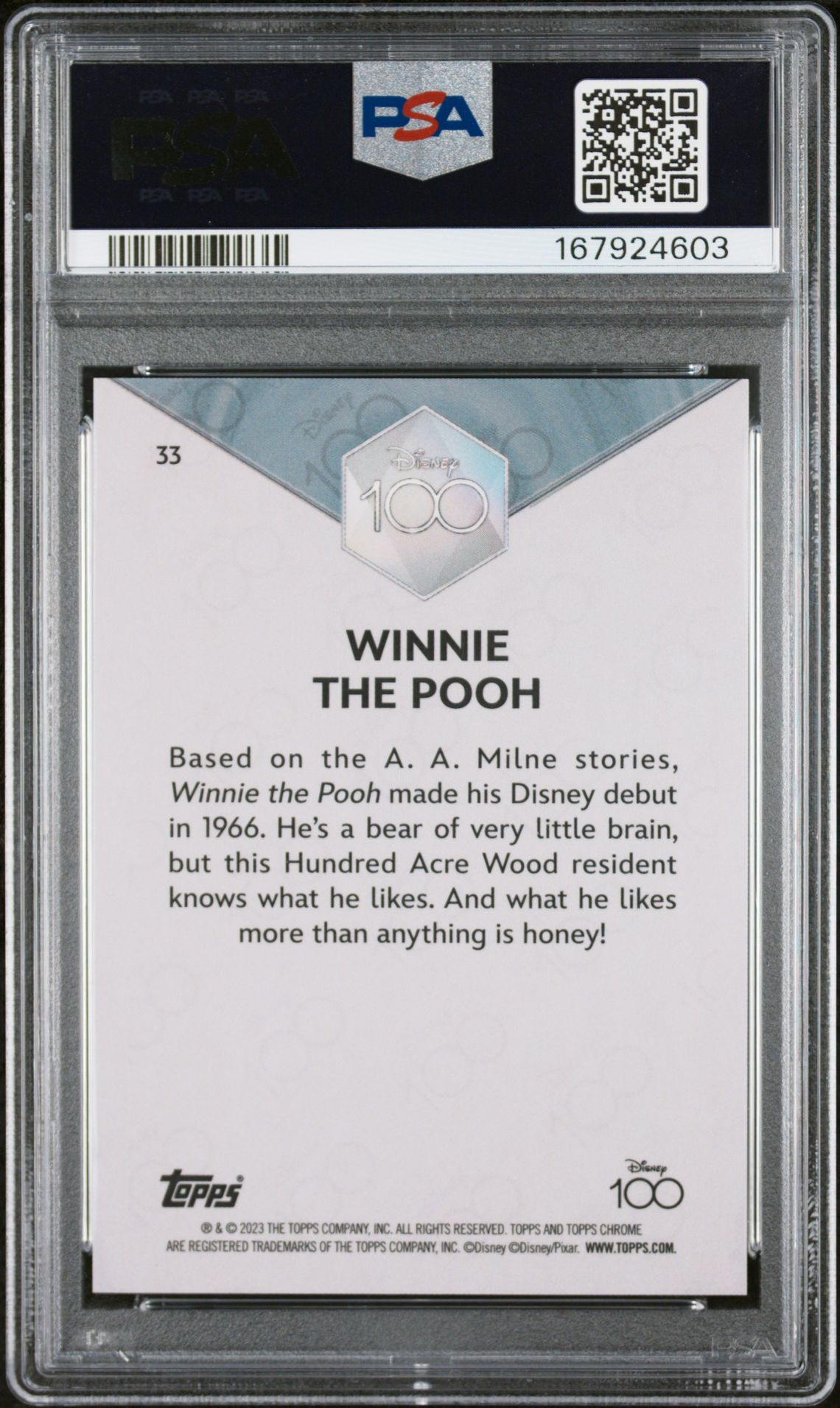 2023 Topps Chrome Disney100 Winnie The Pooh #33 (Pink Refractor) Mint 9 back