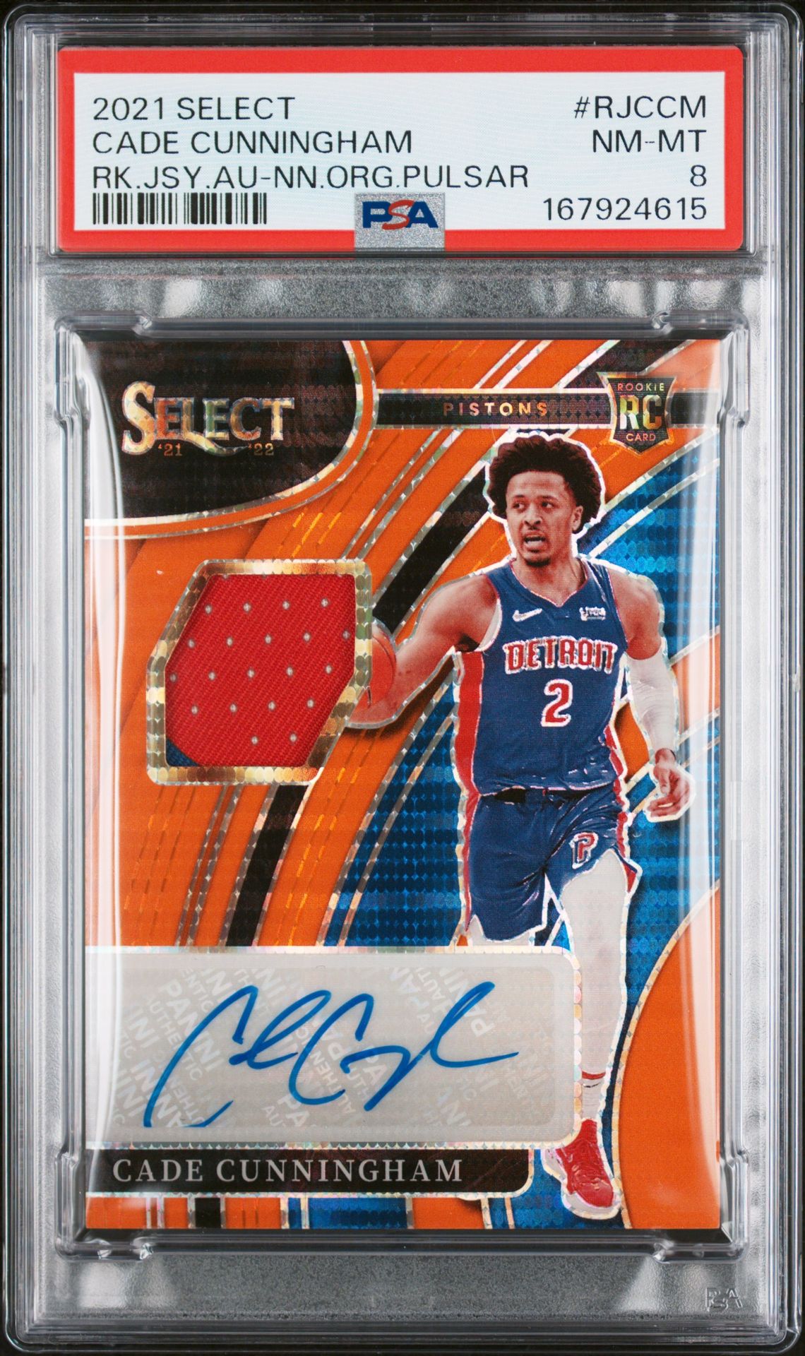 2021 Panini Select Rookie Jersey Autographs Cade Cunningham #Rjccm (Rk.jsy.au-Nn.org.pulsar) Nm-Mt 8 front