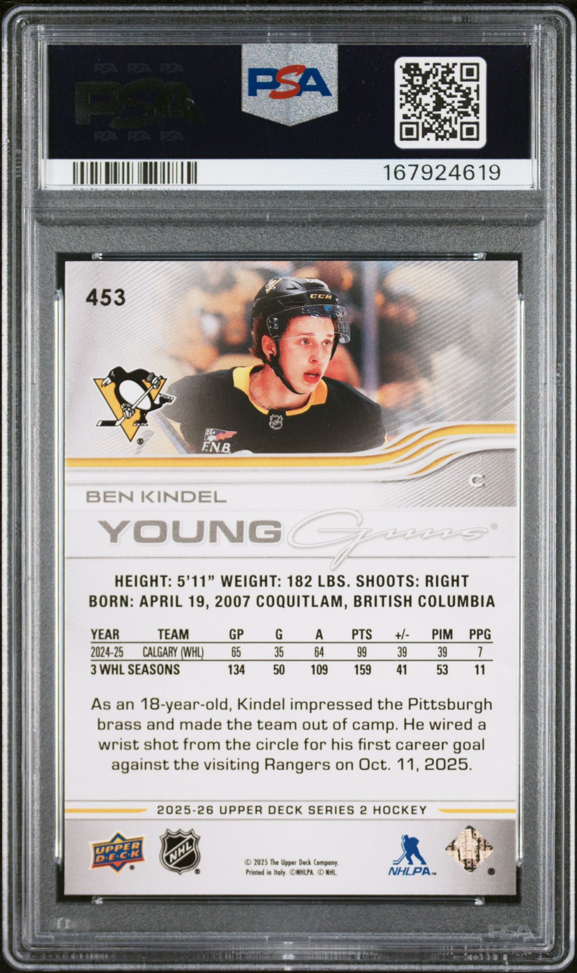 2025 Upper Deck Ben Kindel #453 Nm-Mt 8 back