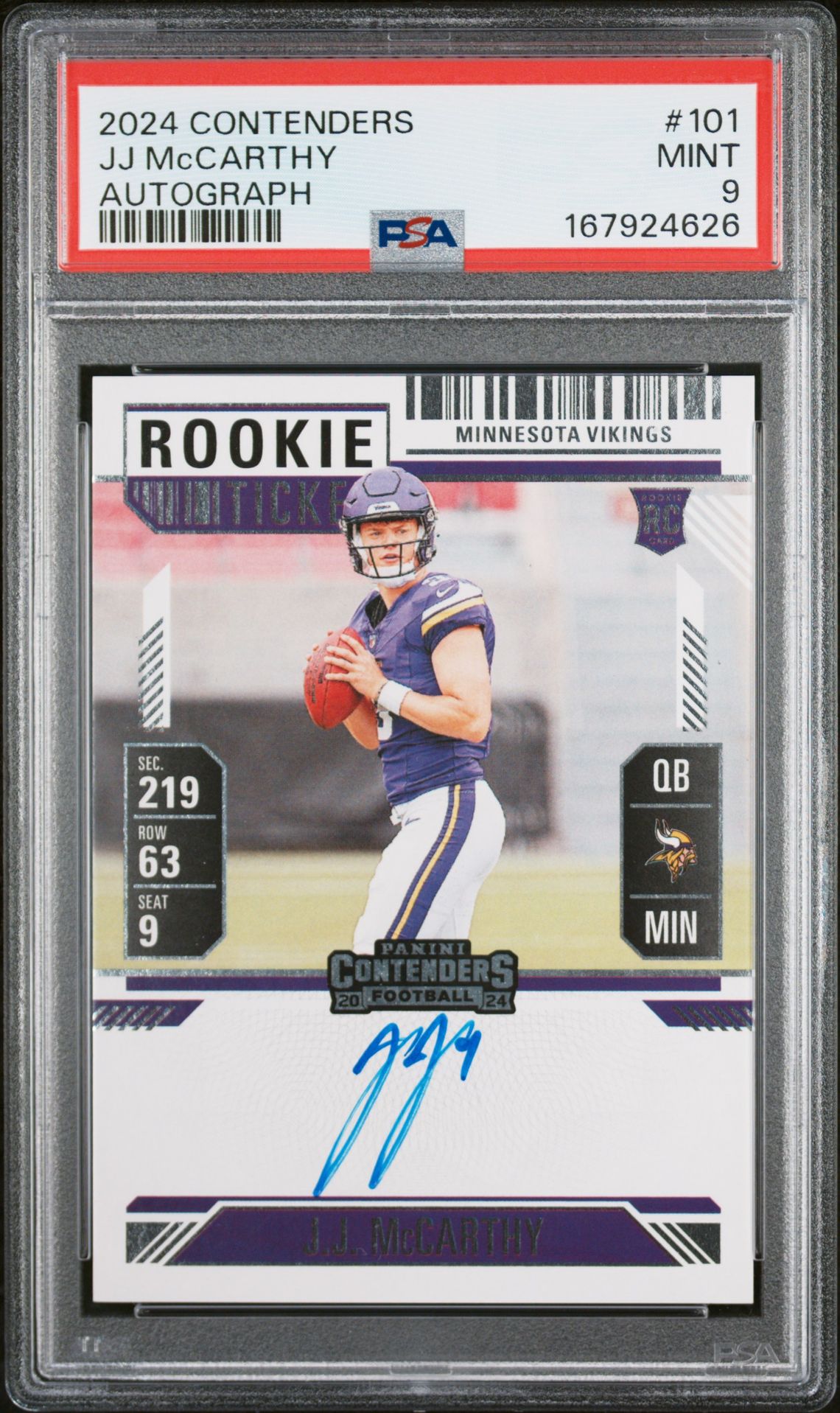 2024 Panini Contenders Jj Mccarthy #101 (Autograph) Mint 9 front