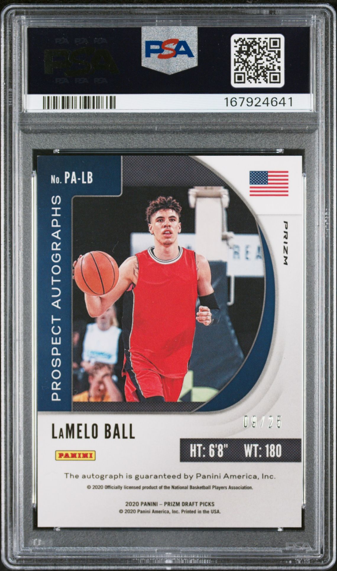 2020 Panini Prizm Draft Picks Prospect Autographs Lamelo Ball #Palb (Pros.auto-Mojo Prizm) Mint 9 back