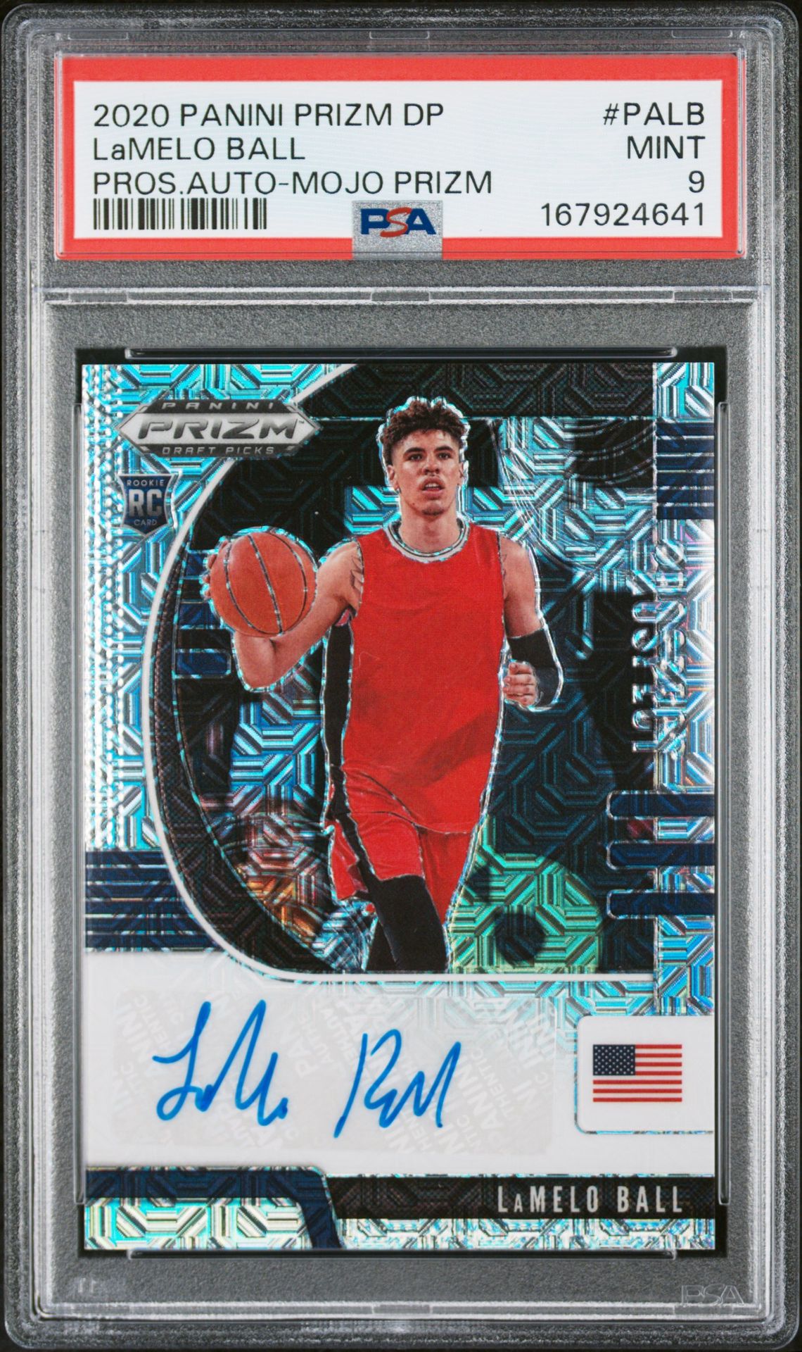 2020 Panini Prizm Draft Picks Prospect Autographs Lamelo Ball #Palb (Pros.auto-Mojo Prizm) Mint 9 front