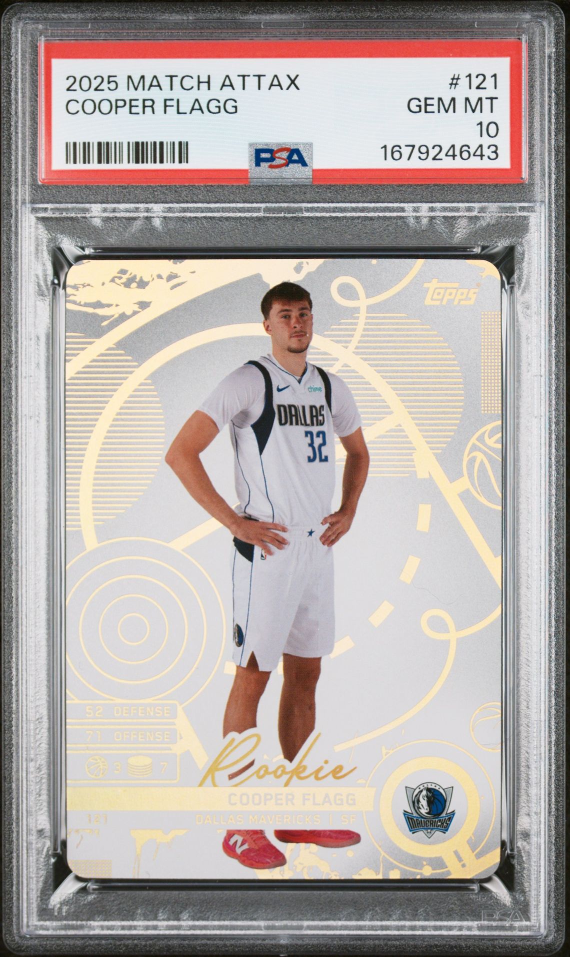 2025 Topps Match Attax Cooper Flagg #121 Gem Mt 10 front view - PSA graded GEM MT 10