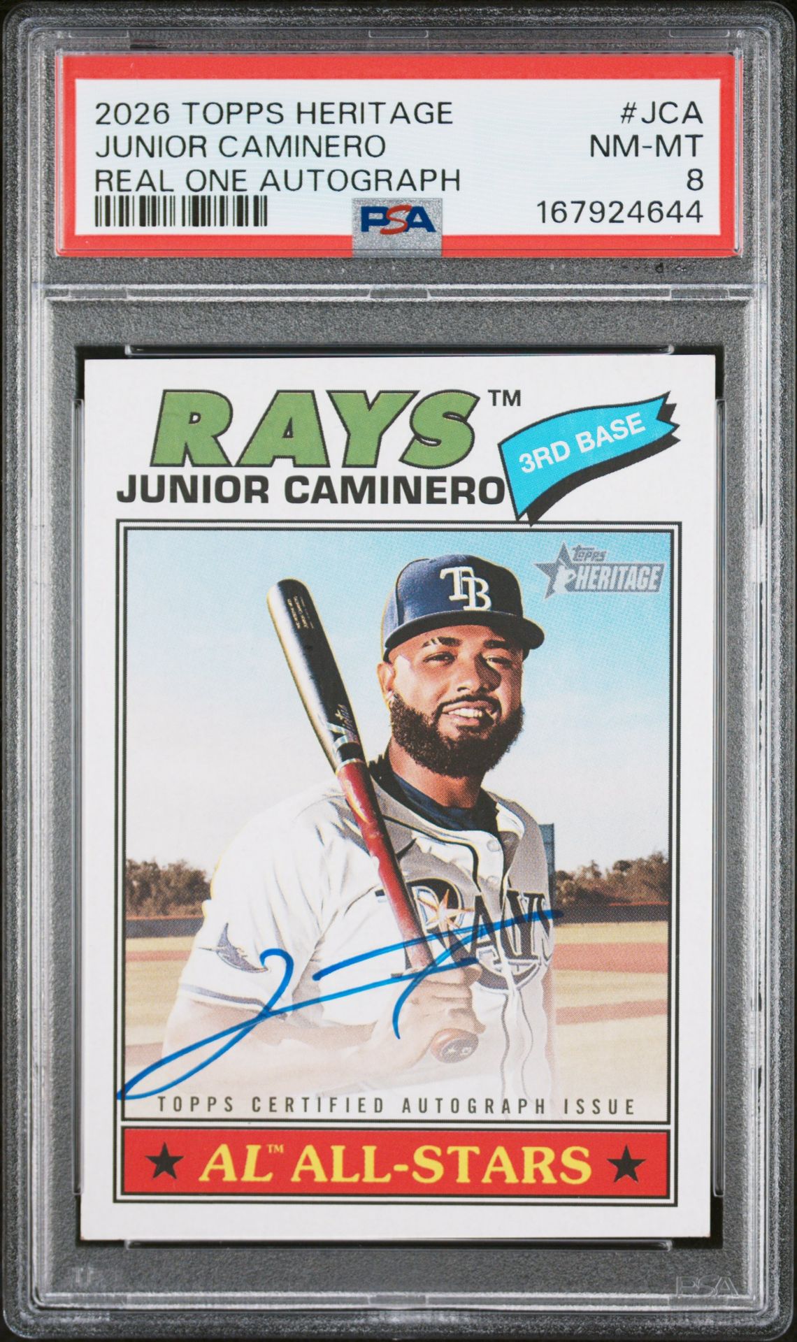 2026 Topps Heritage Real One Autographs Junior Caminero #Jca Nm-Mt 8 front