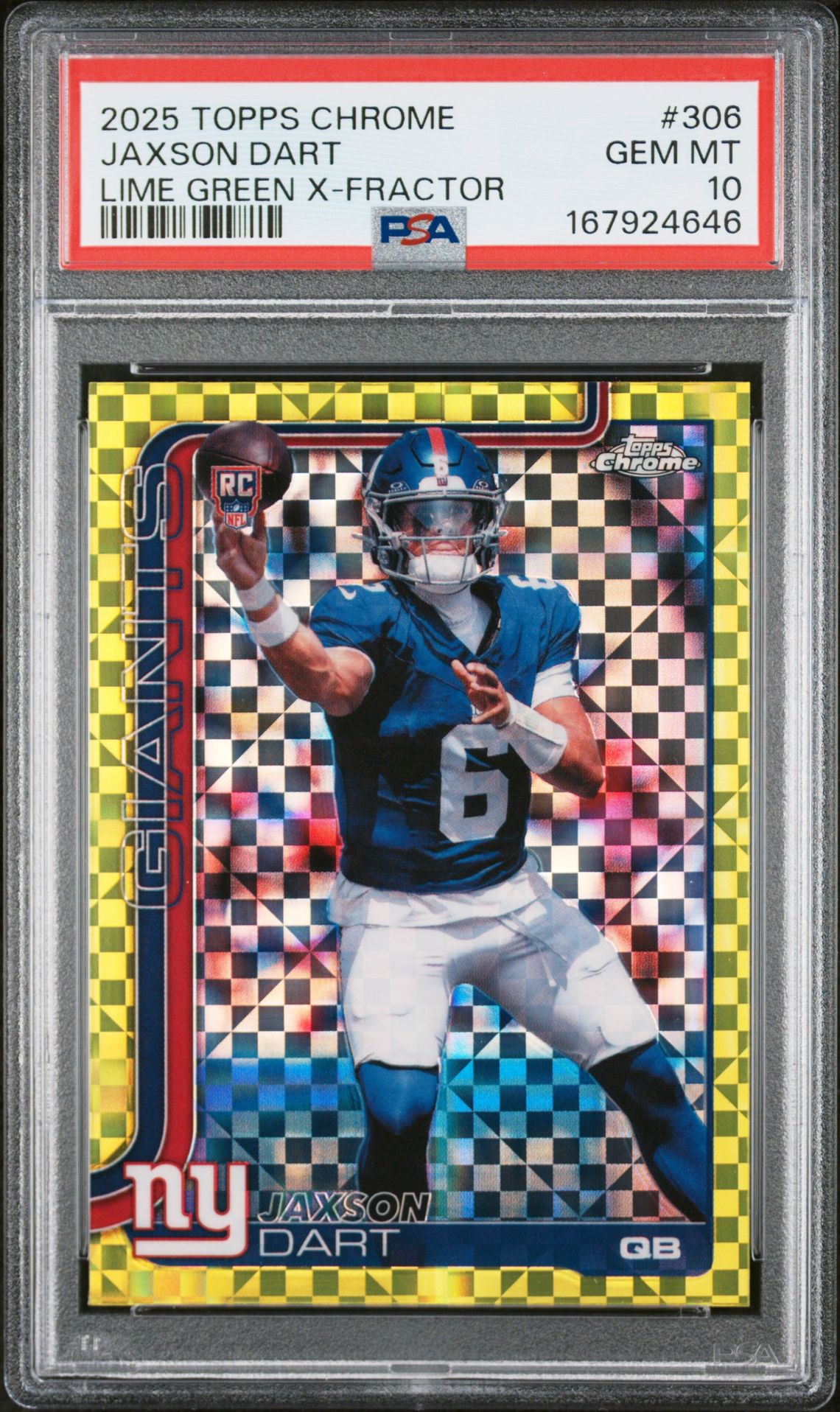 2025 Topps Chrome Jaxson Dart #306 (Lime Green X-Fractor) Gem Mt 10 front