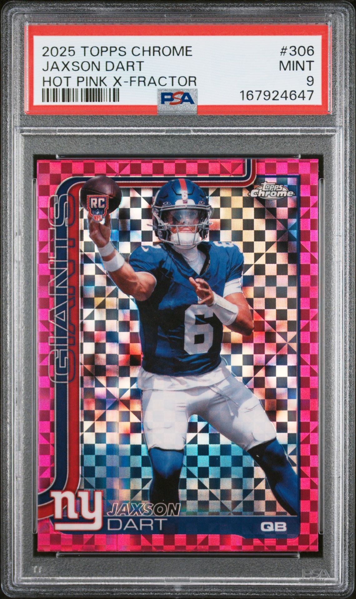 2025 Topps Chrome Jaxson Dart #306 (Hot Pink X-Fractor) Mint 9 front