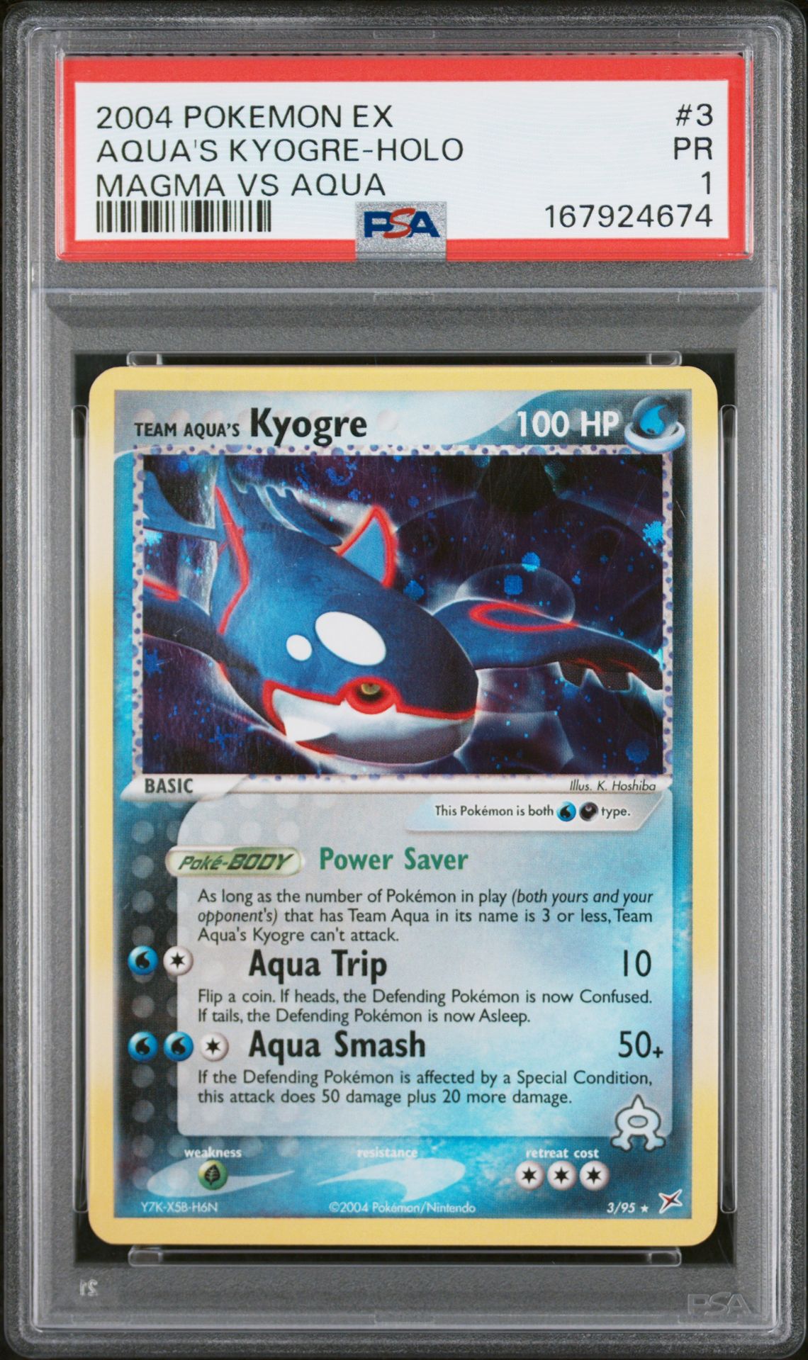 2004 Pokemon Ex Team Magma Vs Team Aqua Aqua's Kyogre-Holo #3 Pr 1 front
