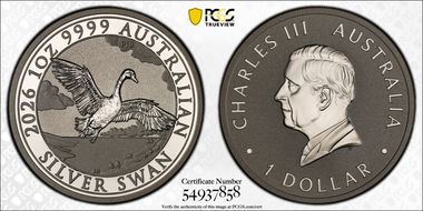 2026-P10 $1 Silver Swan 10th Anniversary MS70