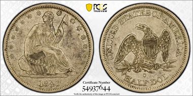 1843-O 50C WB-12, Large O XF40