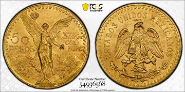 1927 50 Peso KM-481  Au MS64