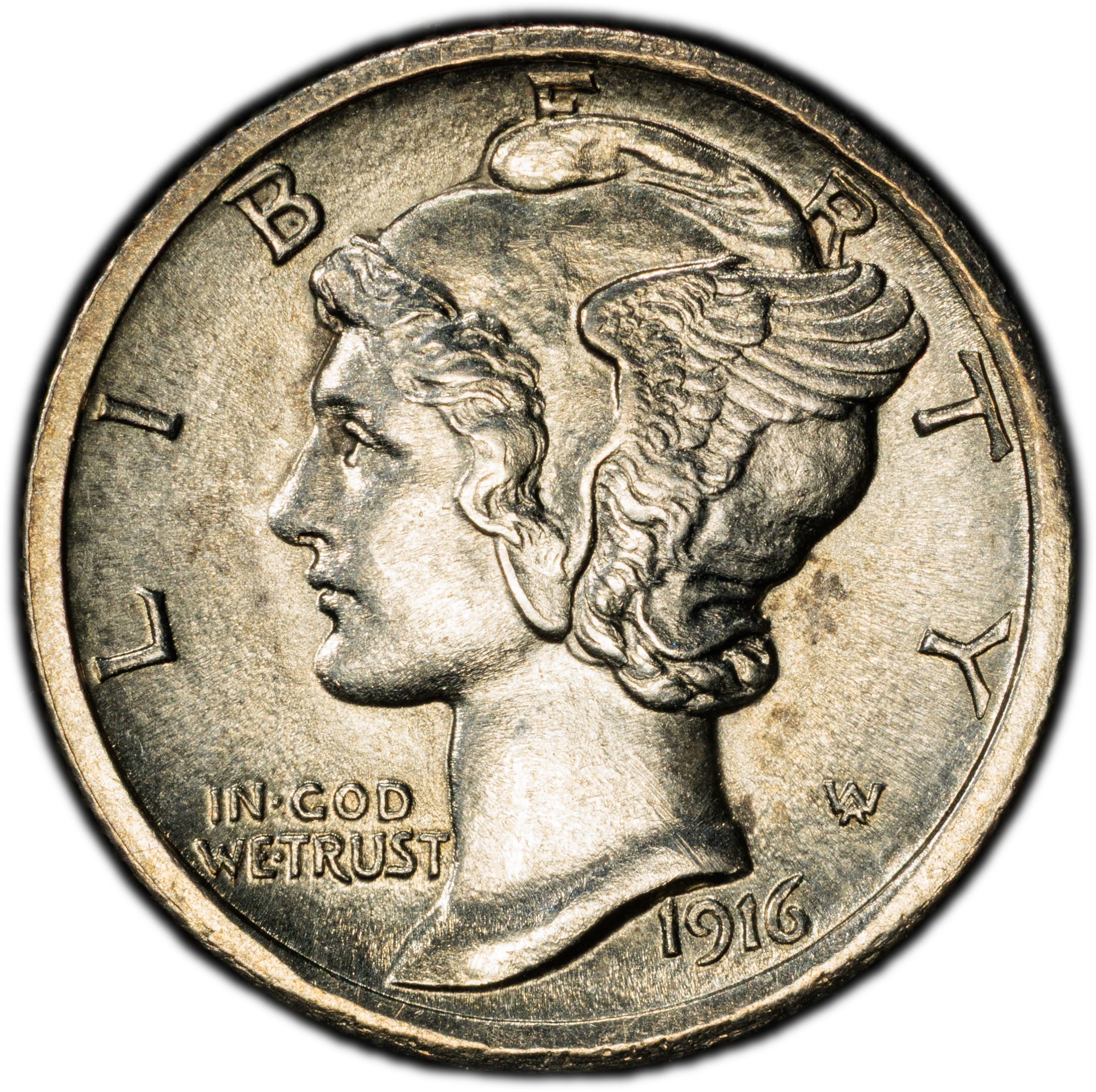 1916-D 10c MS FB