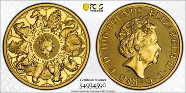 2021 £100 Queen's Beasts - Completer MS68