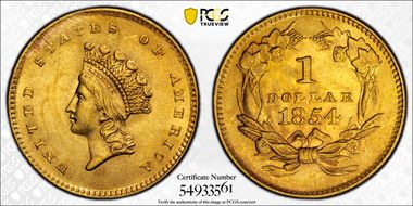 1854 G$1 Type 2 MS61