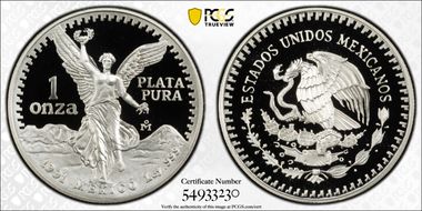 1991-Mo Onza Libertad Ag KM-494.3 PR70DCAM