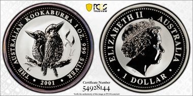 2001 $1 Kookaburra Ag MS69