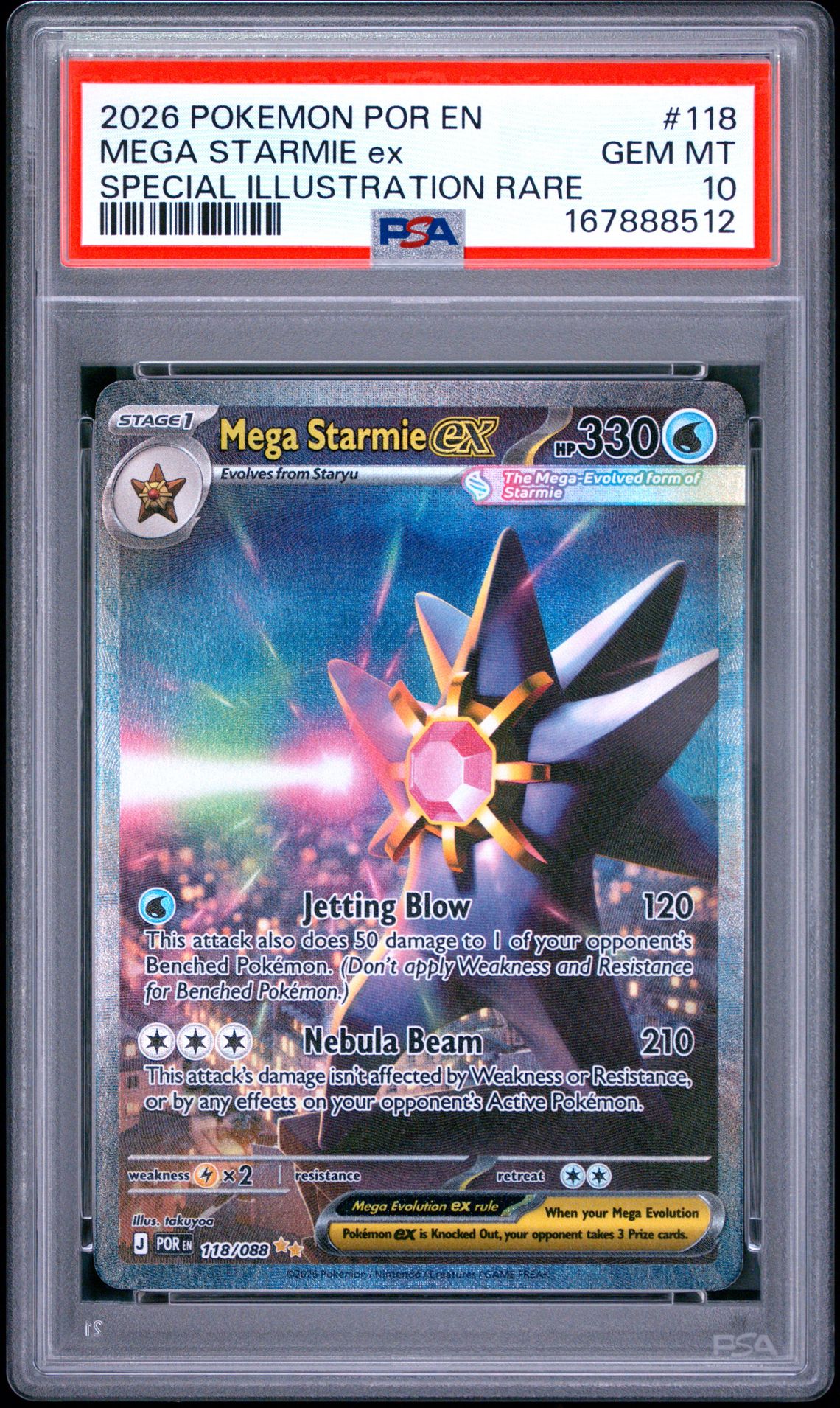 2026 Pokemon Por En-Perfect Order Mega Starmie Ex #118 (Special Illustration Rare) Gem Mt 10 front