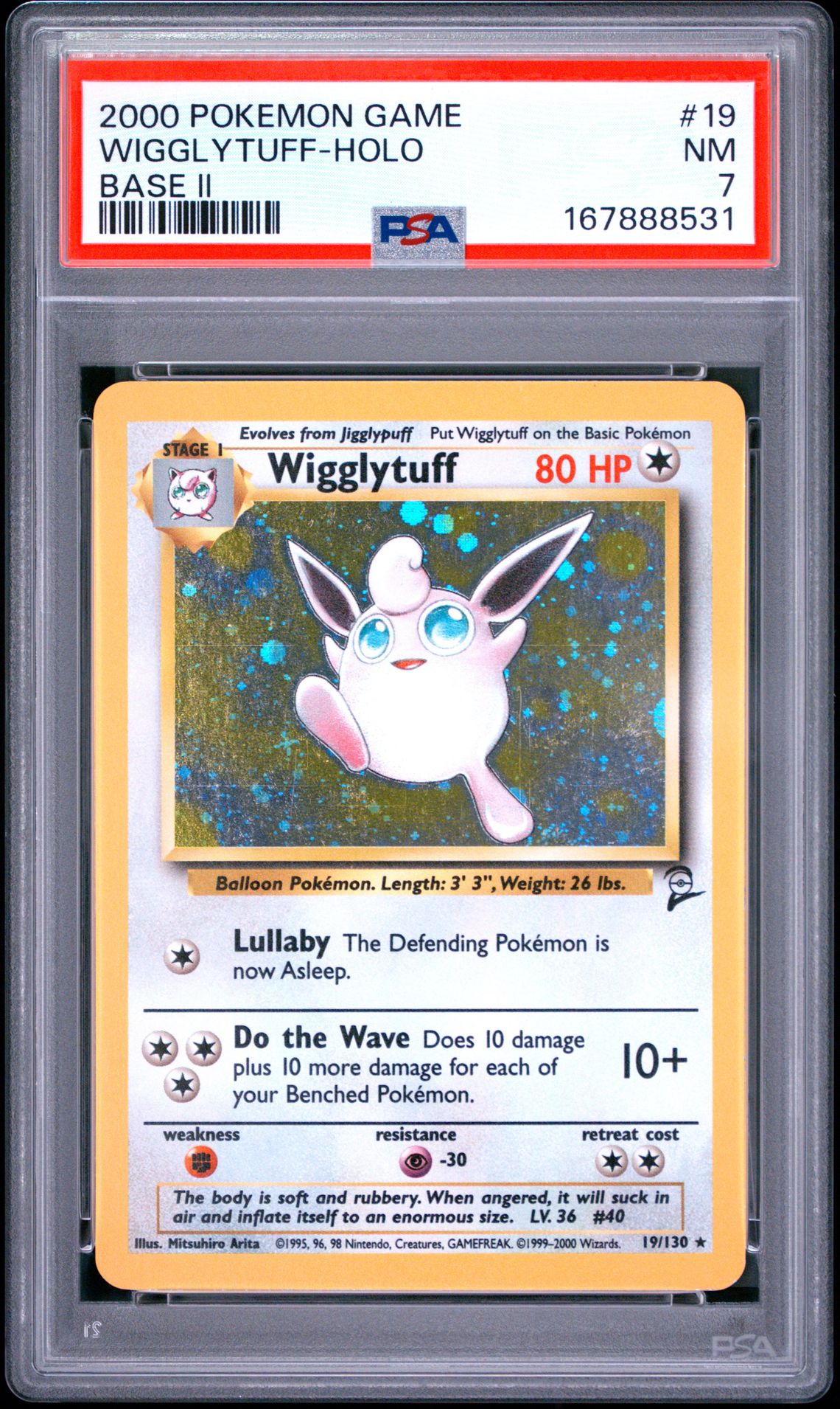 2000 Pokemon Game Base Ii Wigglytuff-Holo #19 (Base Ii) Nm 7 front