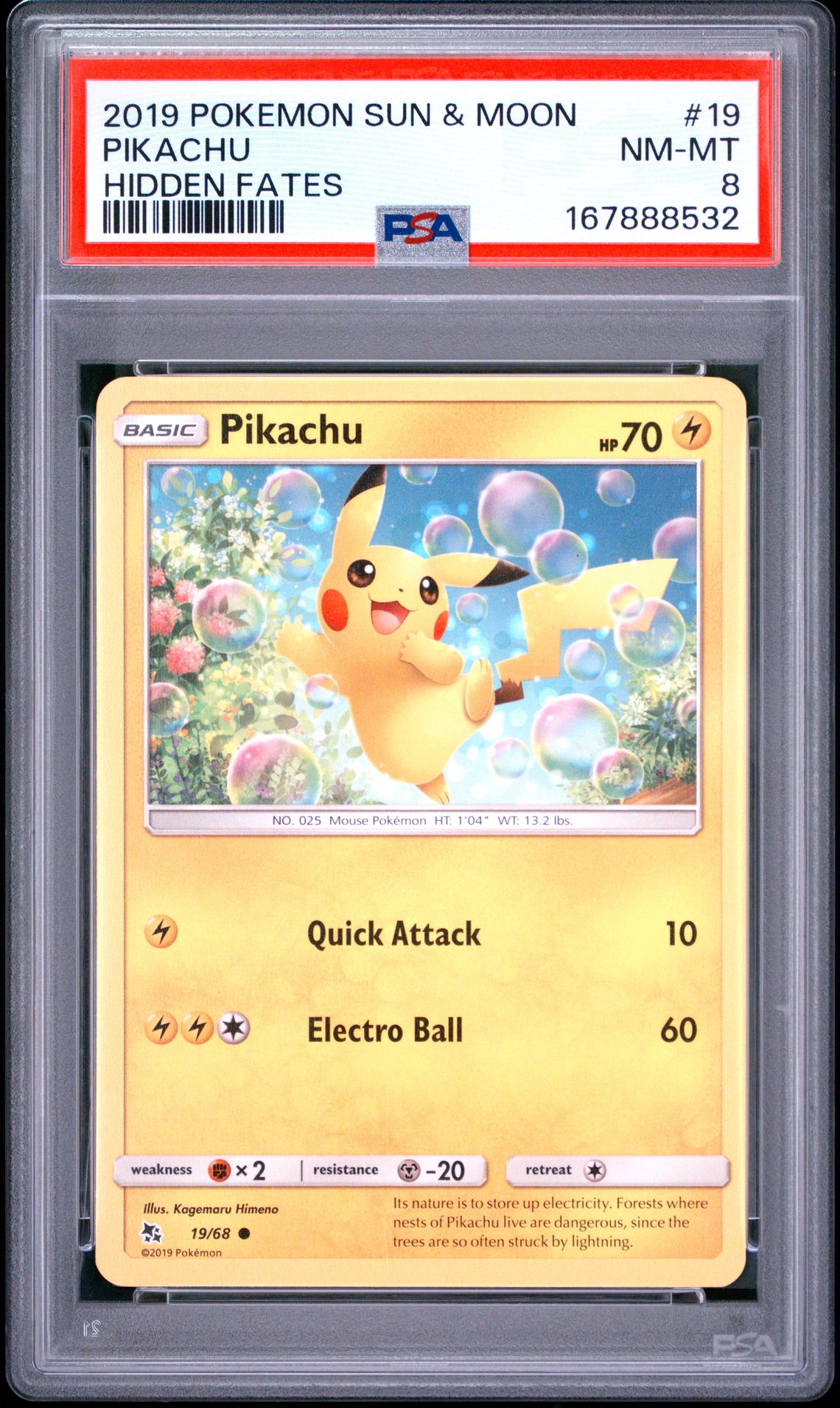 2019 Pokemon Sun & Moon Hidden Fates Pikachu #19 (Hidden Fates) Nm-Mt 8 front