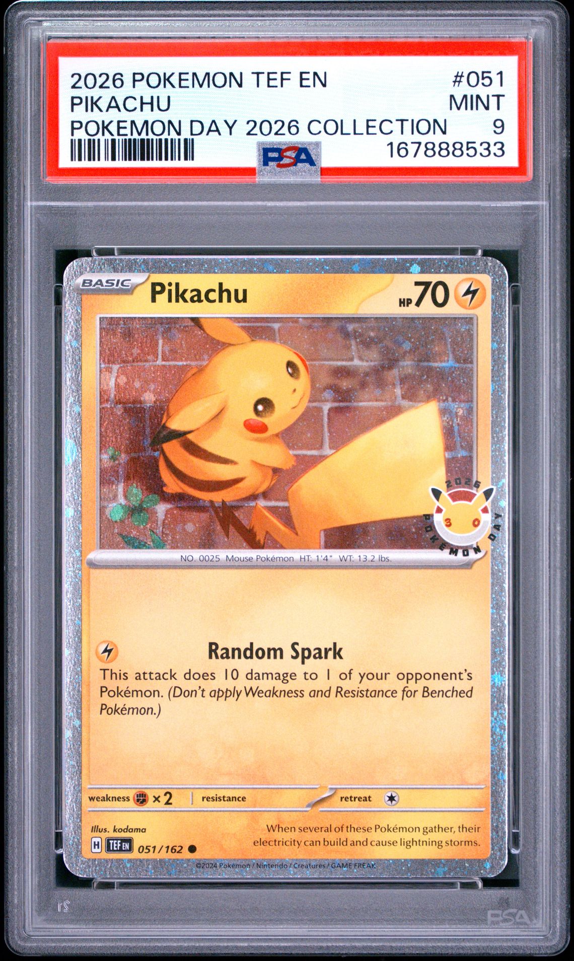 2026 Pokemon Tef En-Temporal Forces Pikachu #051 (Pokemon Day 2026 Collection) Mint 9 front
